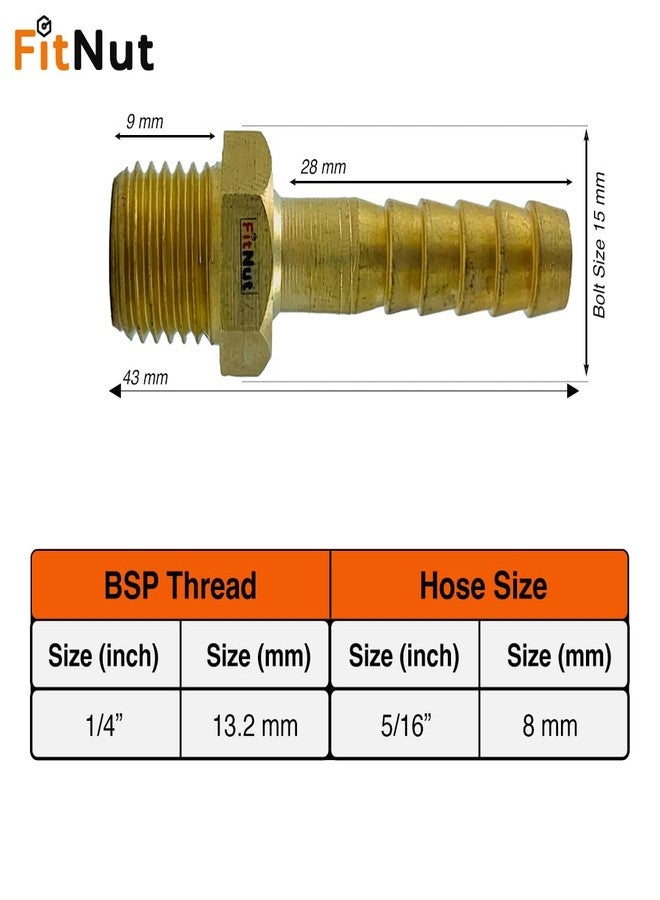 فوهة خرطوم نحاسية بمقاس 1/4 بوصة BSP × 8 مم ذات سن لولبي لتركيب الأنابيب مع مشابك | 1/4 بوصة BSP × 5/16 بوصة | (عبوة من قطعتين) - Image 3